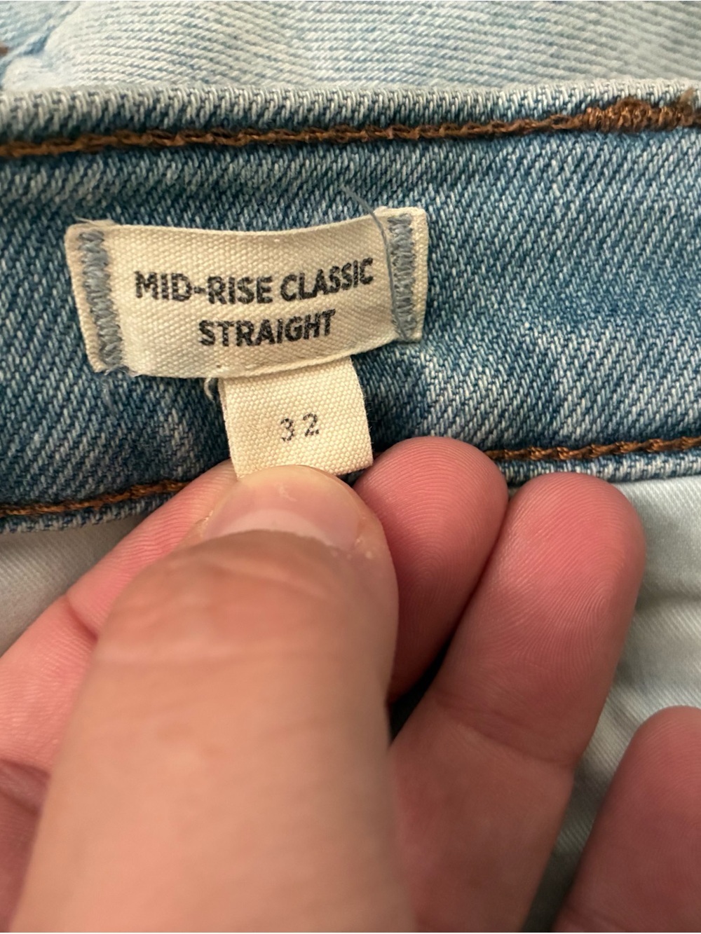 Madewell Light Blue Mid-Ride Classic Distressed Straight Leg Jeans - Picture 3 of 4